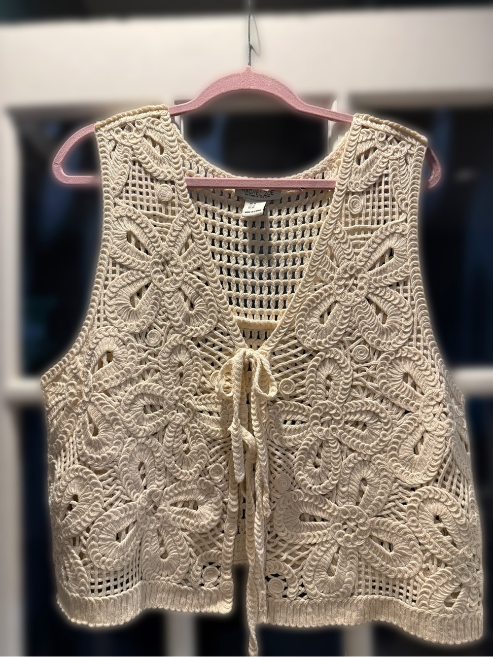 Rachel Zoe Crochet Tie-Front Camisole - Cream